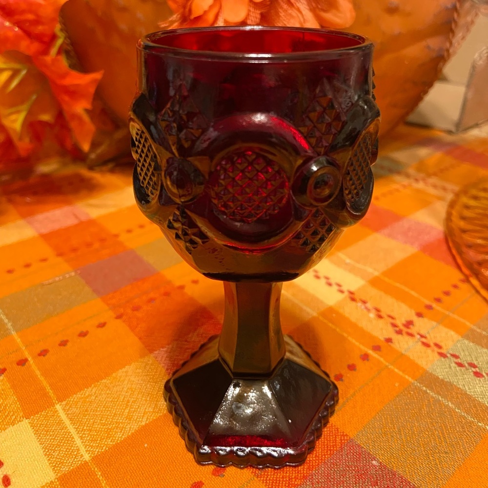 Vintage Avon Cape Cod Ruby Red 4 1/2" Wine Goblet
